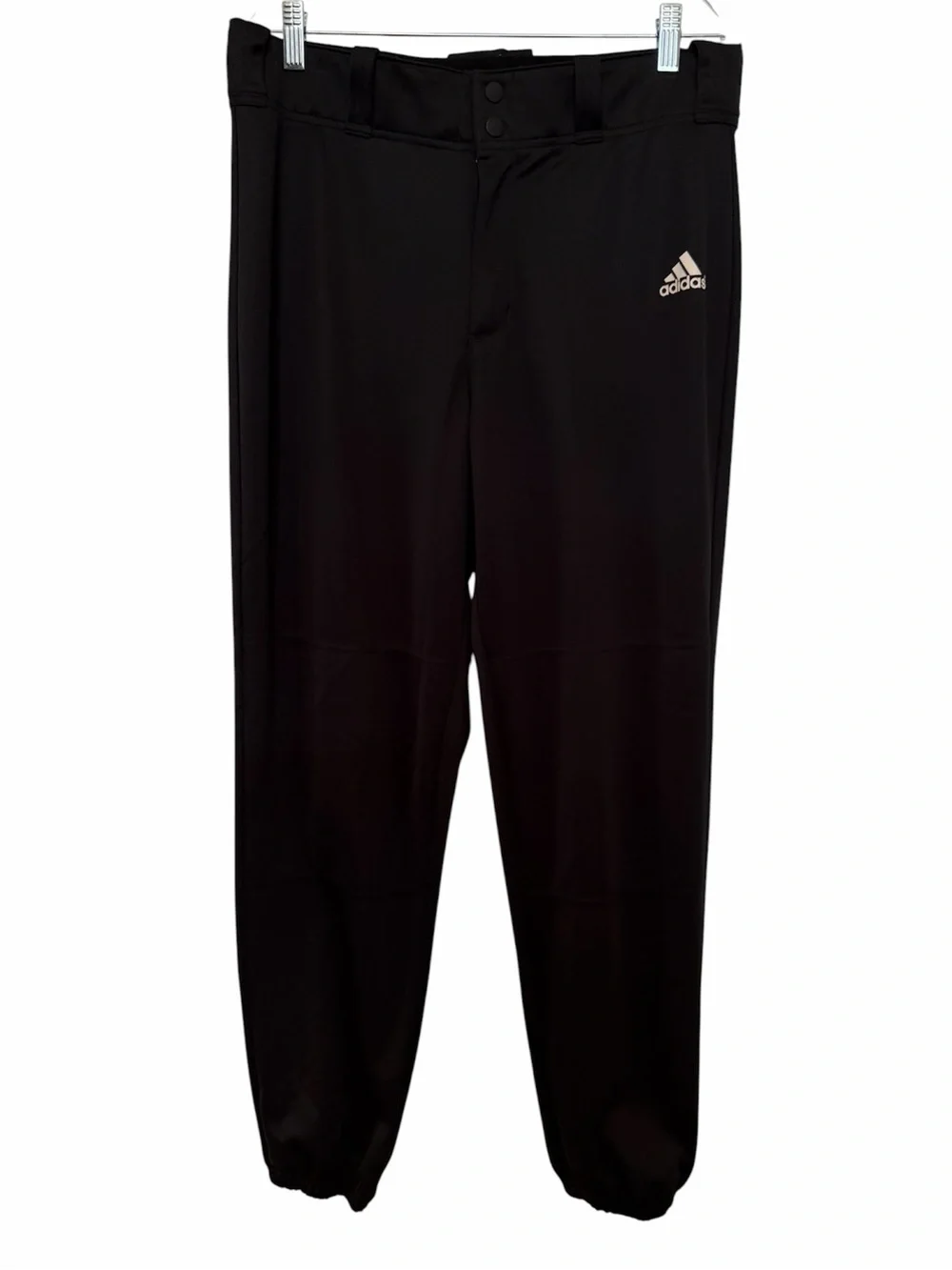 Adidas Baseball Pants Mens Sz M Black Climalite Snap Zip Athletic Sport Pockets
